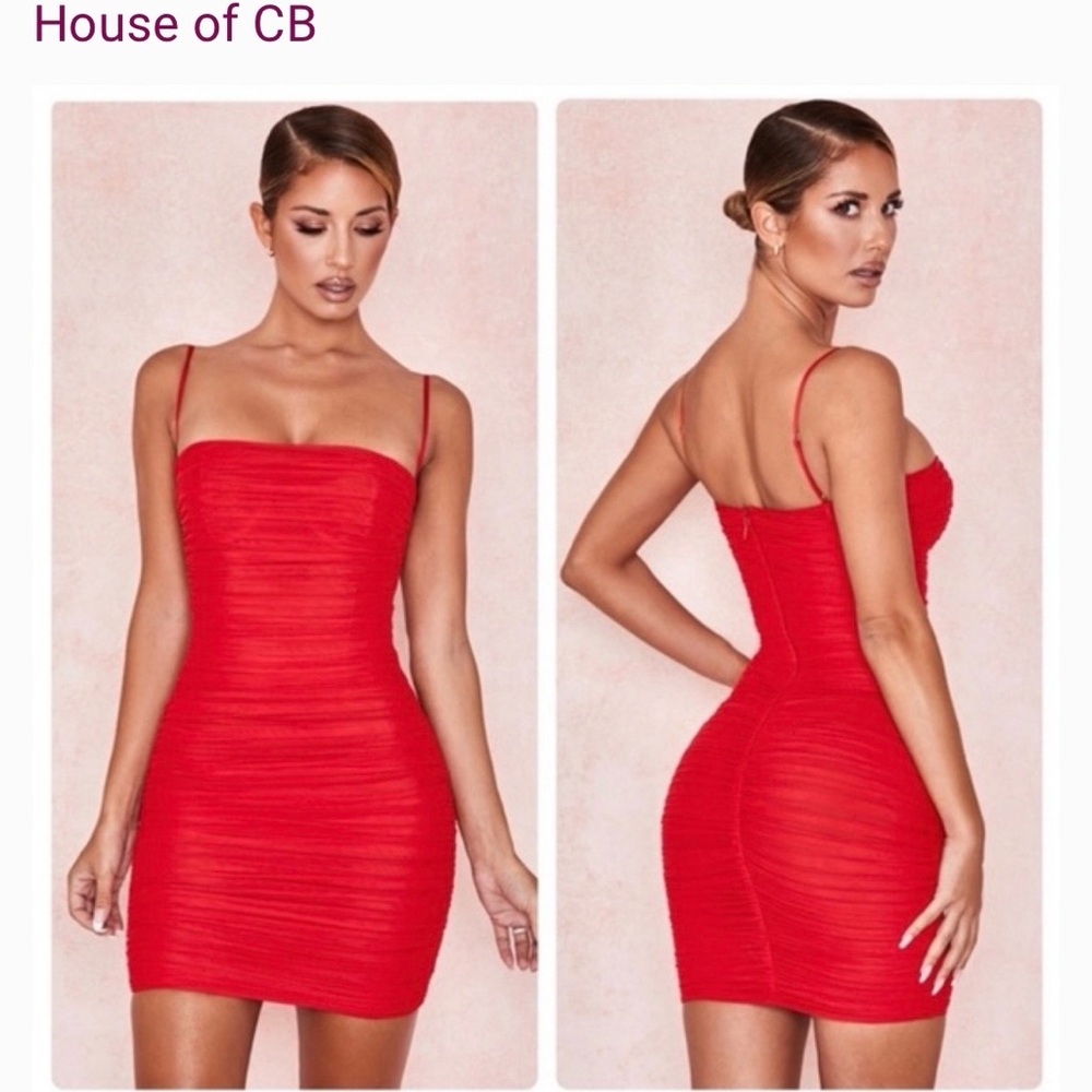 House of CB Elegant Red Ruched Dress